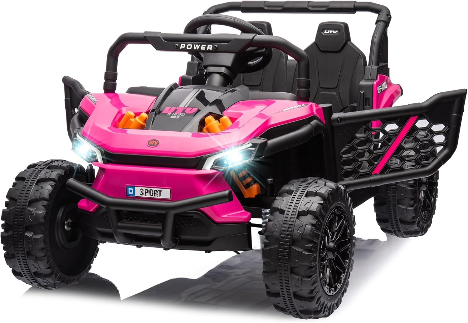 12-volt UTV scooter electric children's play vehicle, single-seat, equipped with a parent remote control, hinged doors, LED lights and Bluetooth MP3 player (white) - Image 2